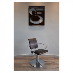silla peluquería estructura aluminio tapizado marrón chocolate