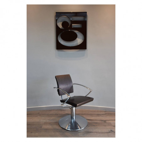 silla peluquería estructura aluminio tapizado marrón chocolate
