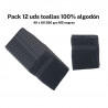 ORL 02947/50, Toallas pack de 12 u.100% algodón 40 X 80 380 Grs/M2 Negra