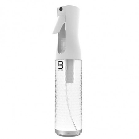 LE3 , botella pulverizadora biselada transparente y blanca LE3 , botella pulverizadora biselada transparente y blanca
