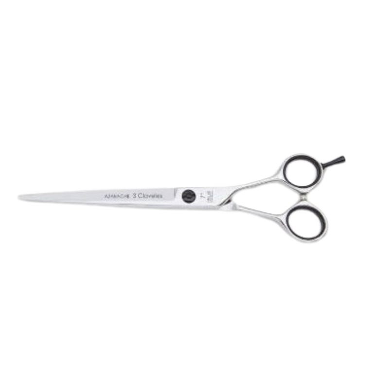3CLS 12808, Tijera de corte Azabache 7" filo navaja, afilado cóncavo 3 claveles