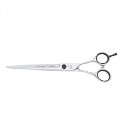 3CLS 12808, Tijera de corte Azabache 7" filo navaja, afilado cóncavo 3 claveles