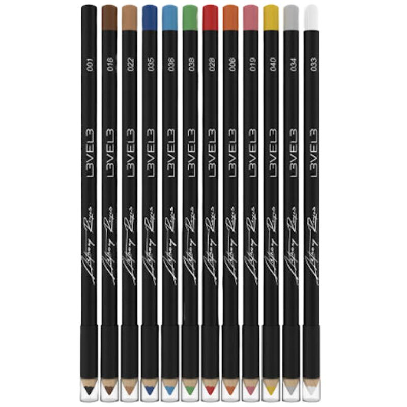 PB L3VEL99579, Lapiceros 12 delineadores para cabello ojos cejas y labios Level3