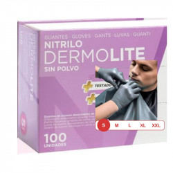 WEAR 09N0S, Guantes de nitrilo Dermilite sin polvo en negro talla S 100uds