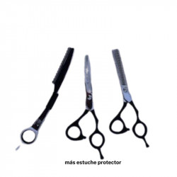 NEE 6600490, Tijera de corte + esculpir + navaja, pack 3 piezas + estuche