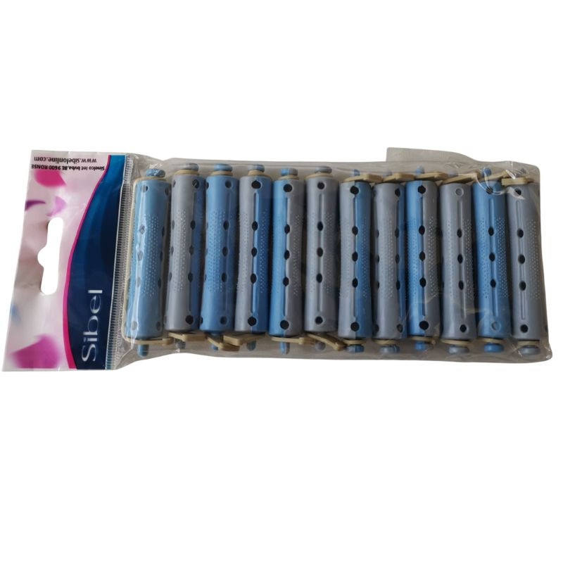 NEE 4500729, 12 bigudís 2 colores gris y azul pequeño