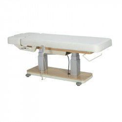 Camilla de masajes Virgo SPA eléctrica tapizado blanco base cream
