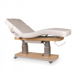 Camilla de masajes Virgo SPA eléctrica tapizado blanco base cream