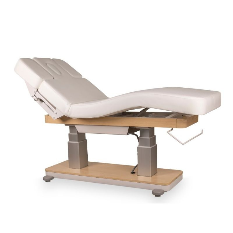 Camilla de masajes Virgo SPA eléctrica tapizado blanco base cream
