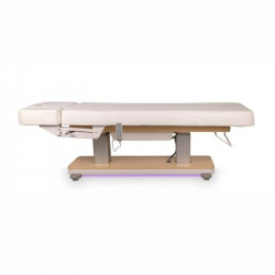 Camilla de masajes Virgo SPA eléctrica tapizado blanco base cream