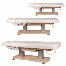 Camilla de masajes Virgo SPA eléctrica tapizado blanco base cream