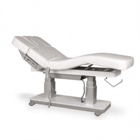 Camilla de masaje Virgo spa eléctrica tapizado blanco base gris