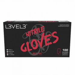 L3VEL99523, Guantes nitrilo rojo gloves 100 uds talla M