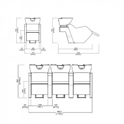 NER FA5103PCN, Lavacabezas Novawash 3P cerámica negra Nelson Mobilier