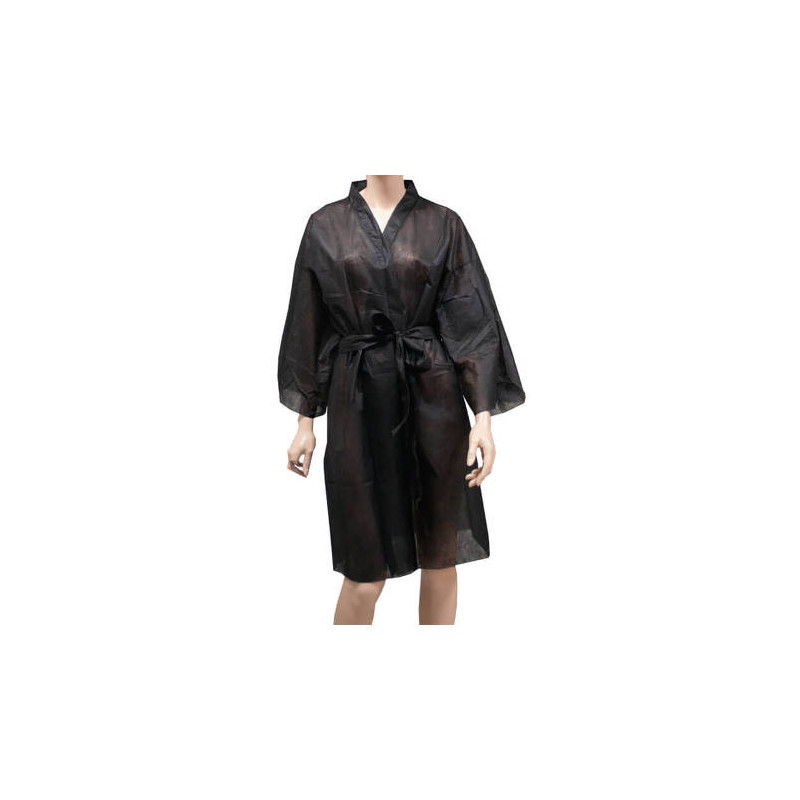 ORL 07307/50, kimono 10 bolsa negro un solo uso eurostil