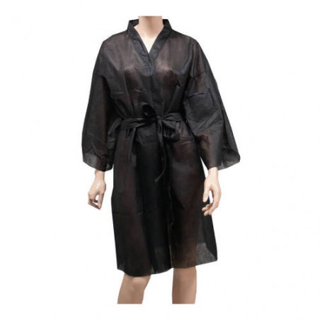 ORL 07307/50, kimono 10 bolsa negro un solo uso eurostil