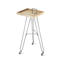 Carro Peluqueria, carrito triped artecno 3 ruedas acero en color madera