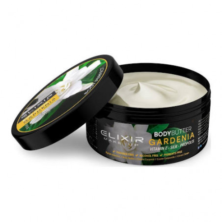 manteca corporal body butter gardenia + vitamina E + seda + propolis de la firma elixir