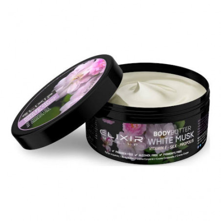 manteca corporal body butter white musk + vitamina E + seda + propolis de la firma elixir