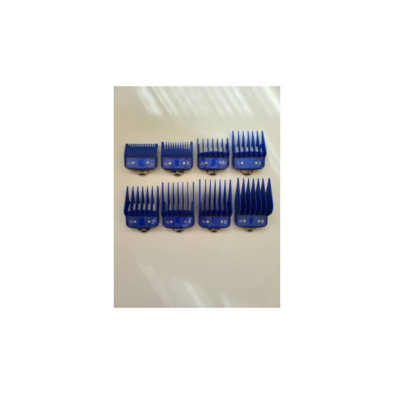 kit 8 peines metalicos color azul recalces maquinas de corte