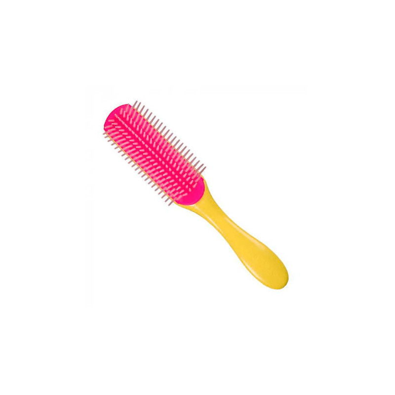 FAE C100D3YLW, cepillo denman d3 especial cabellos rizados amarillo-rosa 7 filas..