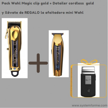 pack maquinas cordless wahl magic clip gold+detailer gold