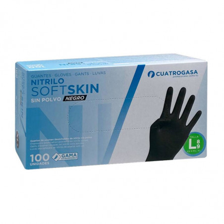 Guantes nitrilo Soft skin sin polvo talla L negros 100ud