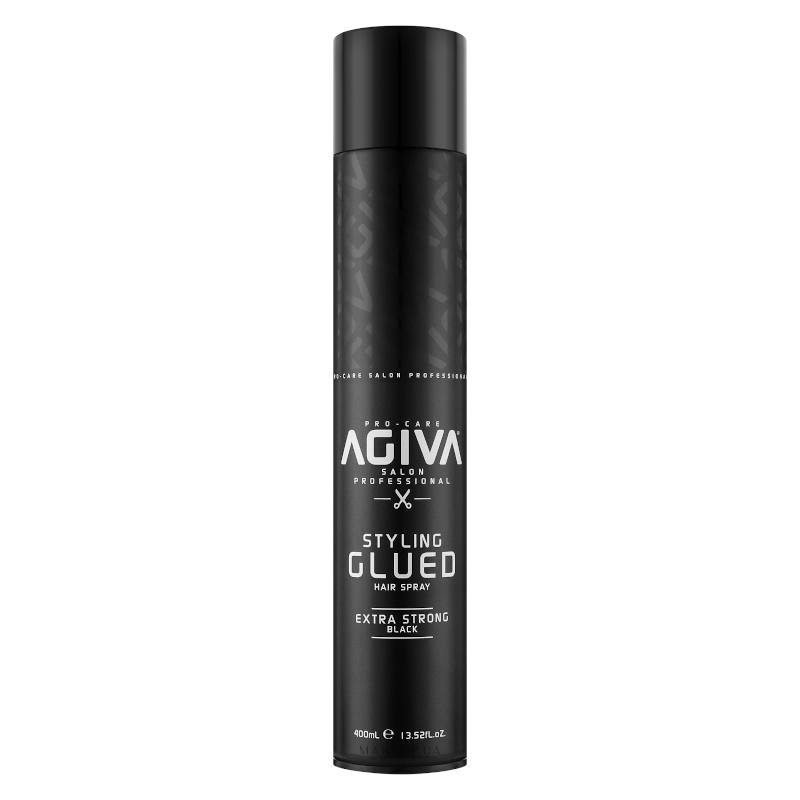 AGA 35136,  Laca spray Agiva black Styling Glued fijación extra strong 400 ml